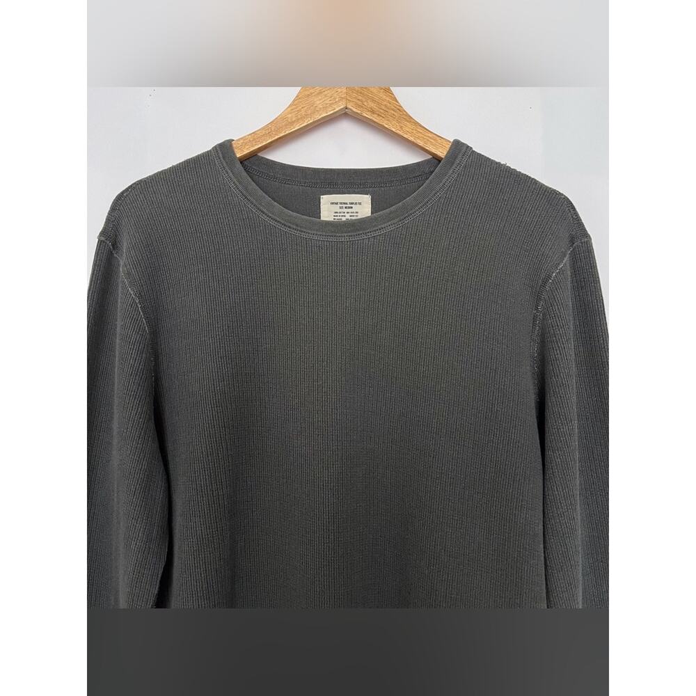 Buck Mason Vintage Thermal Surplus Tee Long Sleeve Waffle Crew Size Medium Gray - Picture 2 of 14
